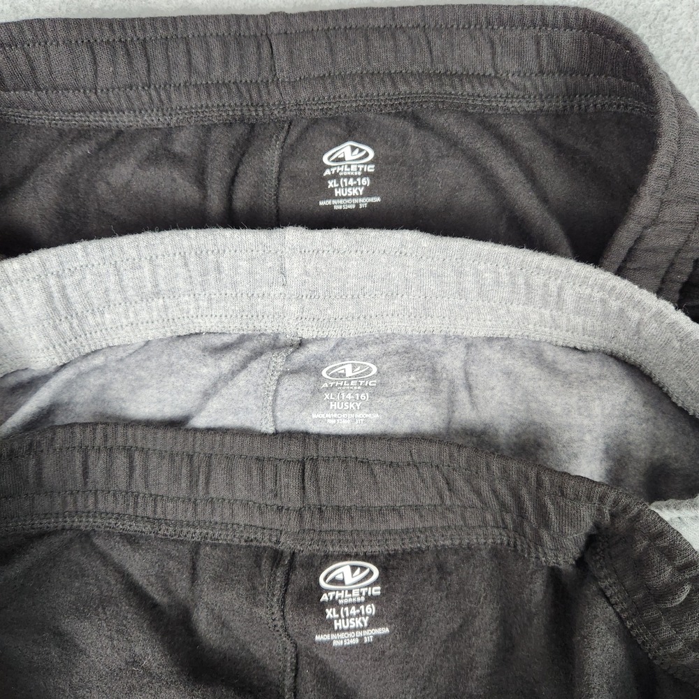 Athletic Works Core Fleece Jogger Pants Boys XL 14-16 Husky Black Gray Lot of 3 - Picture 2 of 14